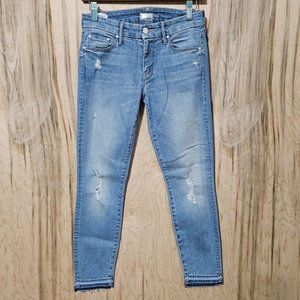 Mother Denim Womens Undone Hem Looker Crop Light Wash Distressed Jeans Size 26